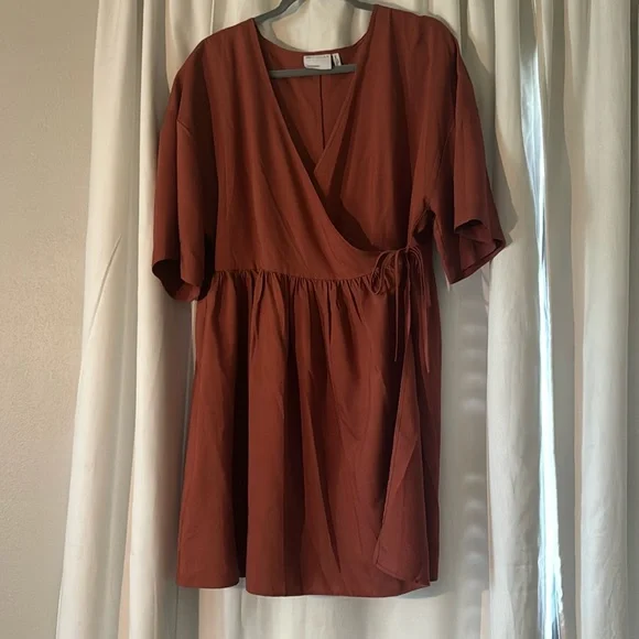SOLD :: ASOS Terracotta Linen Wrap Dress - Picture 5 of 11